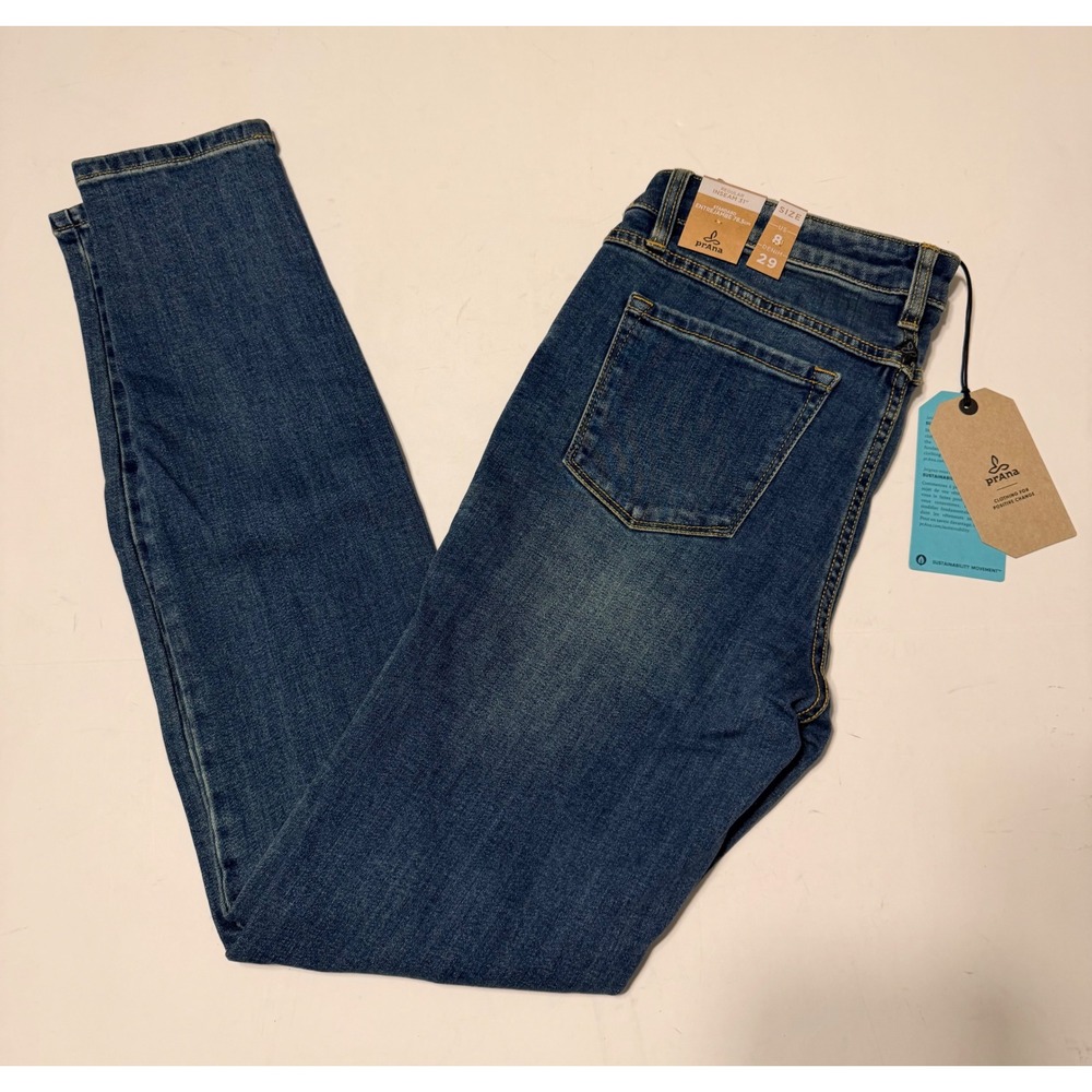 Prana Women Skinny Jeans Blue Denim Size 8/29 Regular‎ Inseam 31 Sustainable NWT